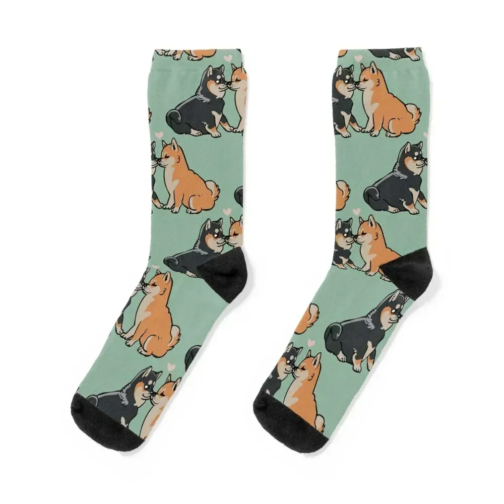 

Shiba Inu Kisses Socks snow short Non-slip colored Socks For Man Women's happy Antiskid soccer Hiking boots Socks Female Men's