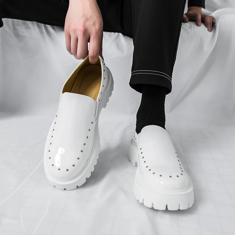 

Men Luxury Loafers High Quality Metal Decorative Thick Soled Slip on Fashion Shoes Business Formal Shoes Men Shoes