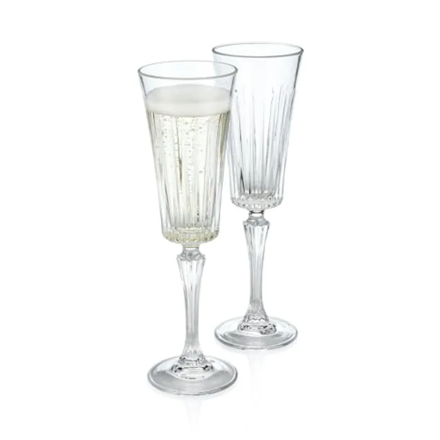 

Italian Wedding Crystal Champagne Toasting Flute Handcrafted in Tuscany 2-Piece Set for the Bride and Groom Gift Box Collection