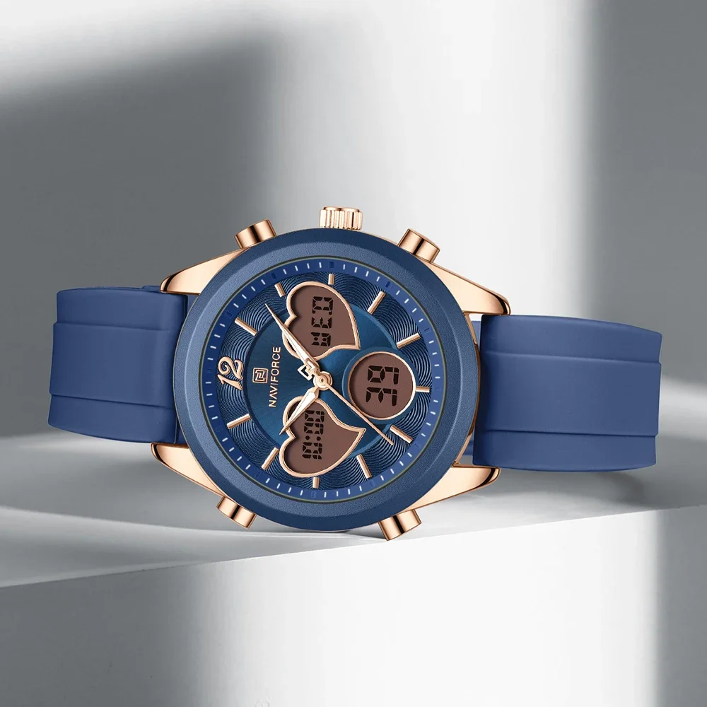 NAVIFORCE NF5045T reloj elegante de lujo para mujer, reloj de pulsera resistente al agua con doble pantalla, relojes de pulsera a la moda para mujer