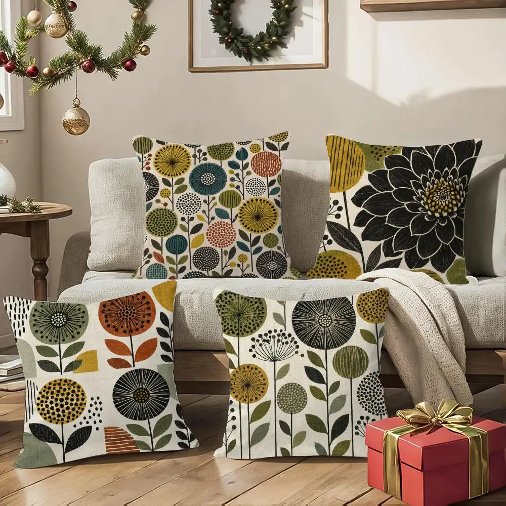 Botanical Circle Wall Art Cushion Cover 1/4Pcs Soft Plush Throw Pillow Cover Double-Sided Print Sofa Living Room Decor