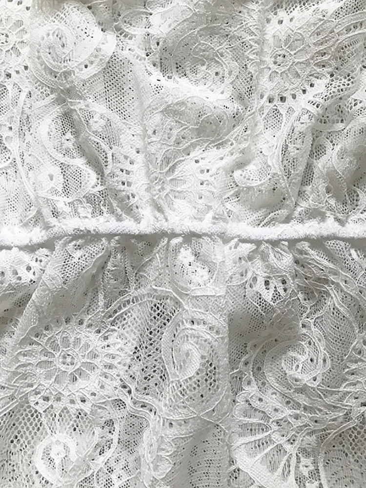 Głęboki dekolt w szpic Koronkowe stroje kąpielowe Pareos z długim rękawem Seksowne krótkie sukienki damskie Wakacyjne bikini Cover-Up