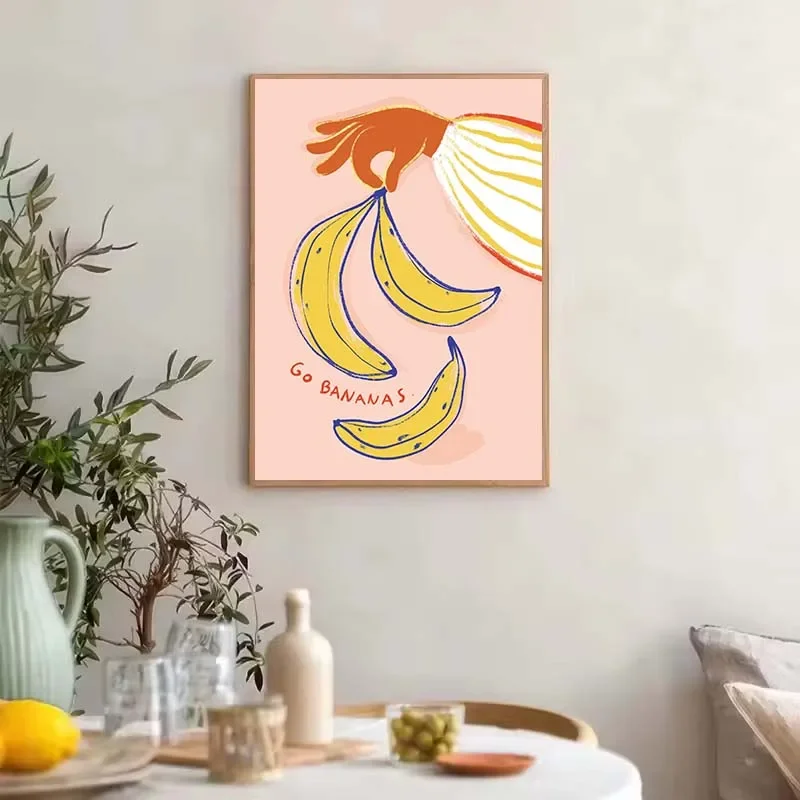 Multiple sizes 1pc frameless Canvas Painting,Fashion Coffee Cup Flower Banana Abstract Posters and Prints Wall Art Canvas Painti