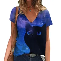 Loose Fit Floral Print V-Neck Short Sleeve T-Shirt Women's New Style Streetwear EBay Hot Sale Of The Season Comfortable Breathab