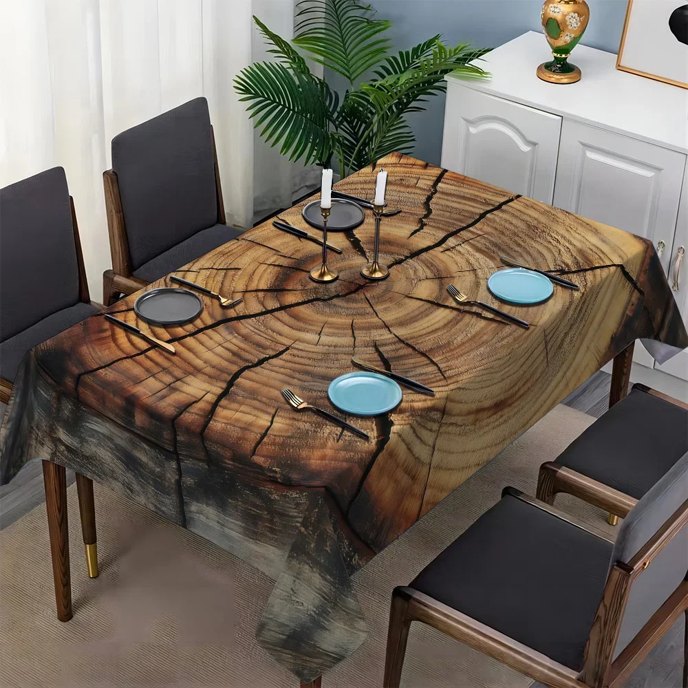 Rustic Wood Grain Printed Tablecloth, Realistic Texture Table Cover for Dining, Coffee Table, and Farmhouse Event Decor