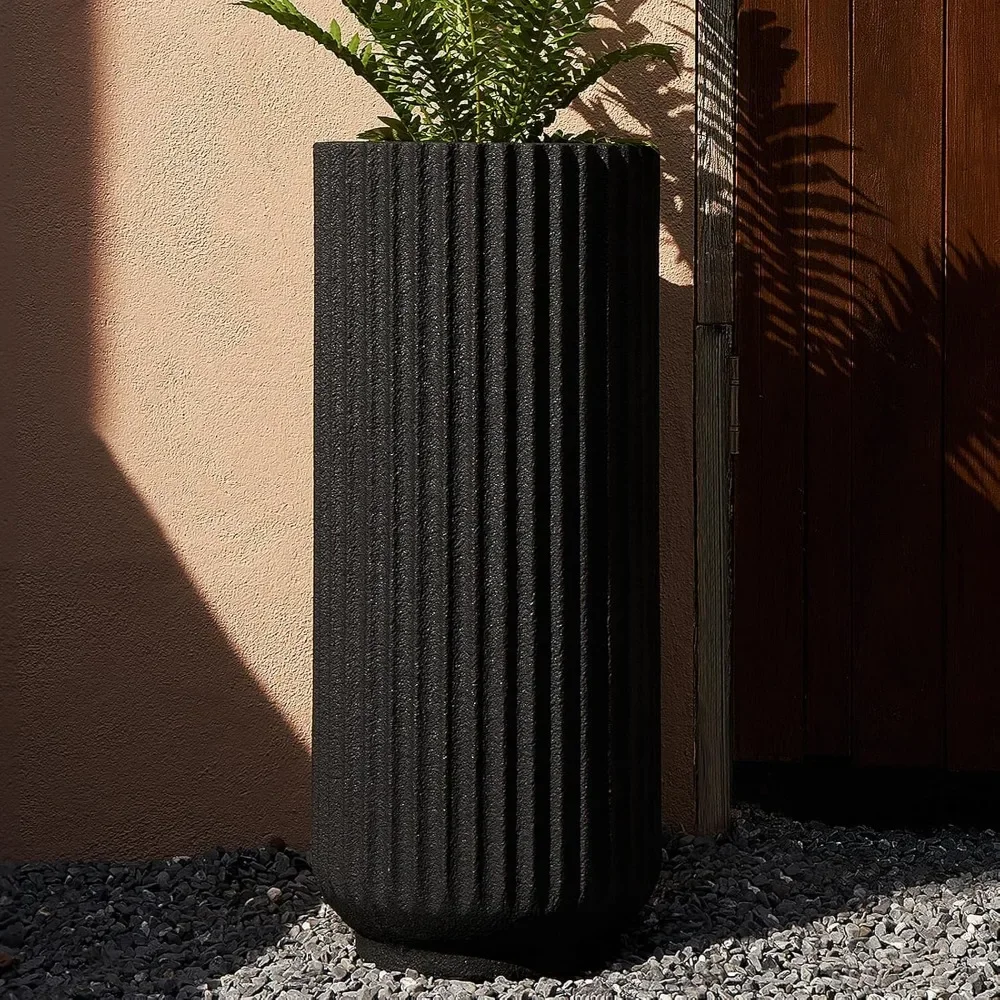 

Roman Column Concrete Planter Durable All-Weather Use with Drainage Holes,Large Tall Round Planter for Outdoor Indoor Plants