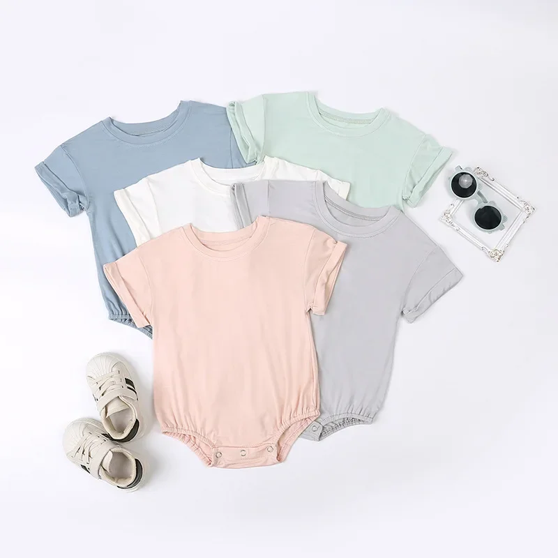 

Rompers Baby Bamboo Jumpsuit Clothes Infant Girls Pajamas Summer Boys One-pieces Bodysuit 3 6 12 24 Months Female Onesie Costume