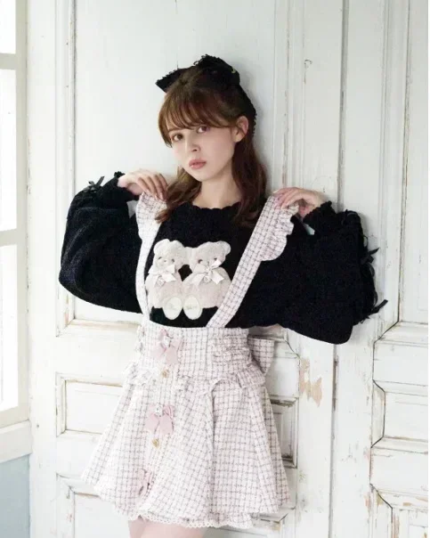 Japanese Style Autumn and Winter Mine Mass-Produced Cartoon Bear Knitwear 4 Colors Women\'s Sweet Pullover Sweater Top Girls