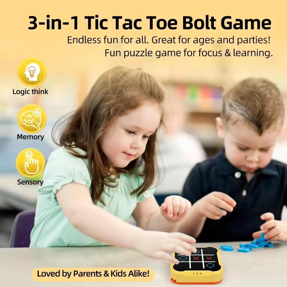 Unisex อิเล็กทรอนิกส์ Tic Tac Toe เกม 3-in-1 Travel ปริศนาของเล่น Infinite Board สําหรับเด็กผู้ใหญ่แบบพกพาหน่วยความจําการเรียนรู้เกมอายุ 3 +