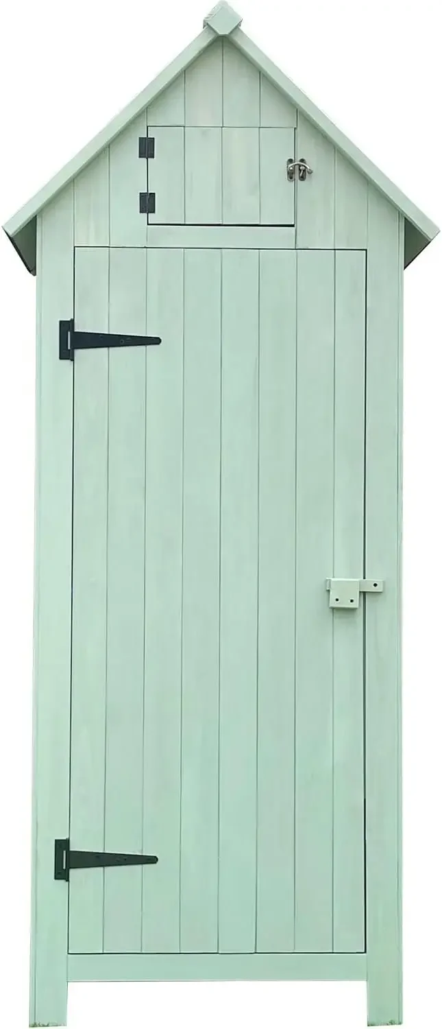 

Outdoor Storage Shed with Shelves and Lock, 8.7 cu. ft. Capacity, Vertical Wood Shed for Tools,