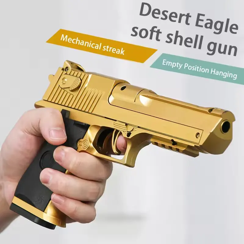 Pistola de juguete Safe Desert Eagle con conchas de expulsión, bala de plástico automática, genial pero inofensiva, regalo de cumpleaños y Navidad para niños