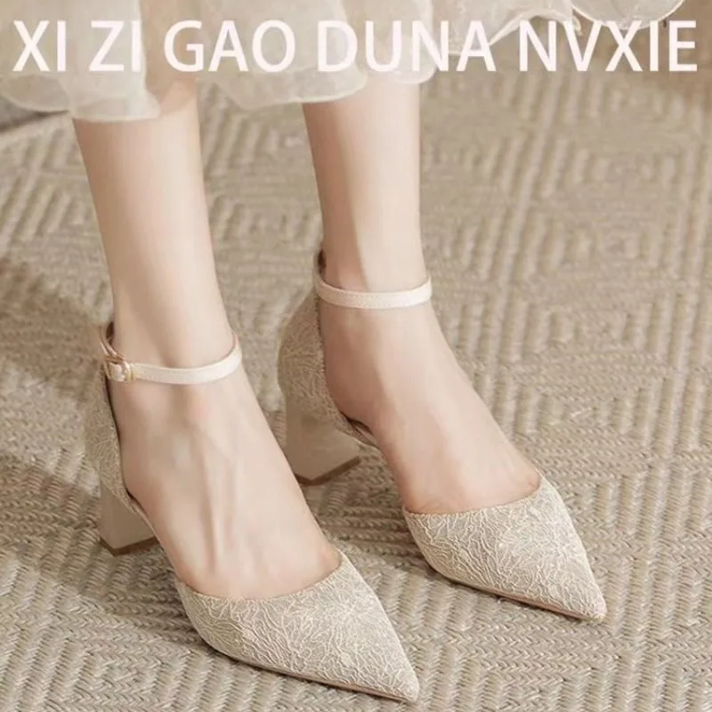 Eleganti scarpe da sposa tacco alto donna scarpe D\'orsay tacchi da sposa cinturino alla caviglia scarpe da donna in cristallo a punta estate Zaptos
