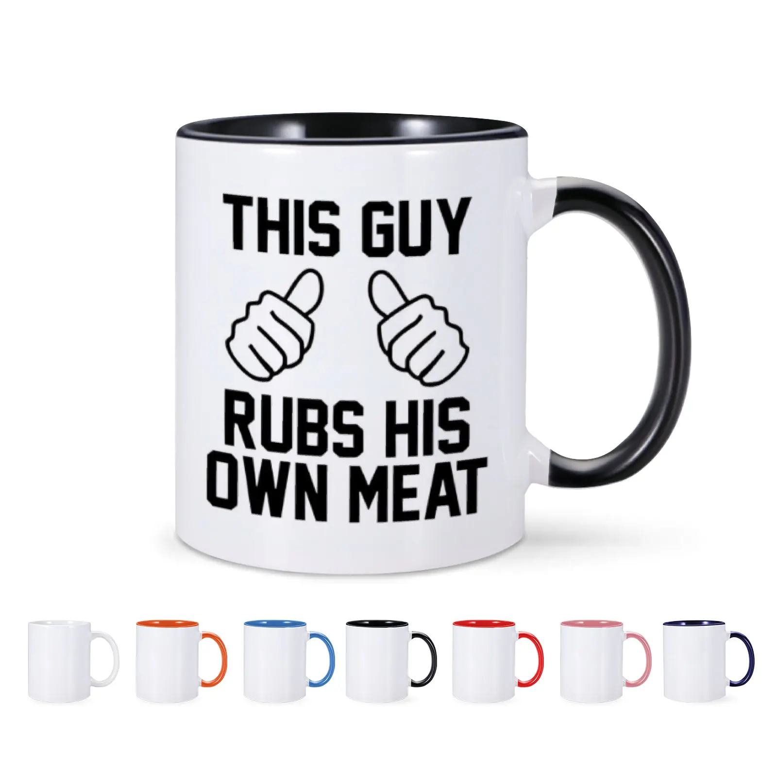 Funny Ceramic Coffee Mug This Guy Rubs His Own Meat Novelty Gift 11 oz Tea Cup for Boyfriend Man Guys Humorous Sarcastic Gift