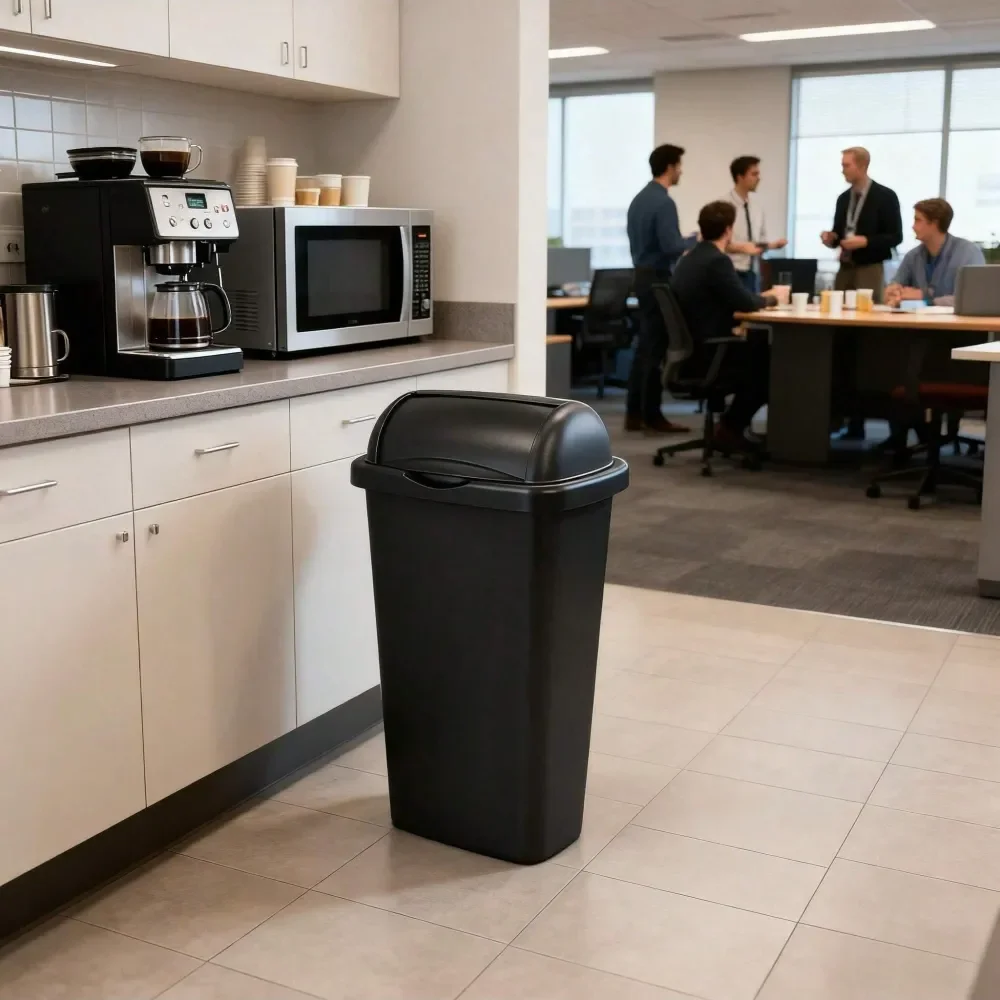 

Мусорное ведро с откидной крышкой, большое, с легко открывающейся подъемной крышкой для кухни, черное