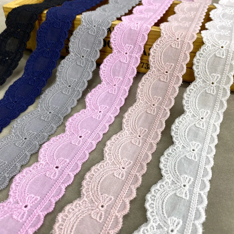 1 yards Colored Cotton Flower Hollowed Out Lace Fabric 3cm Clothing Materials Decor DIY Frame Lace Accessories dentelle