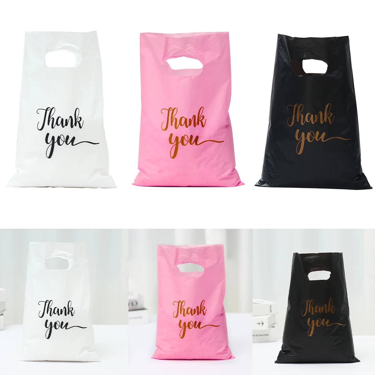 100pcs Thank You Bag Gift Plastic Shopping Bag Tote Bag 20*30cm Gitf Bag Birthday Wedding Party Favors Candy Cookie Wrappers