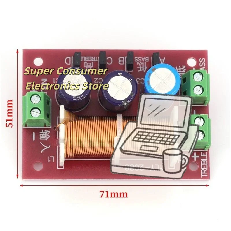 2 Way HiFi Audio Crossover Divider Wide Compatibility for DIY Custom Sound Equipment Modification Use