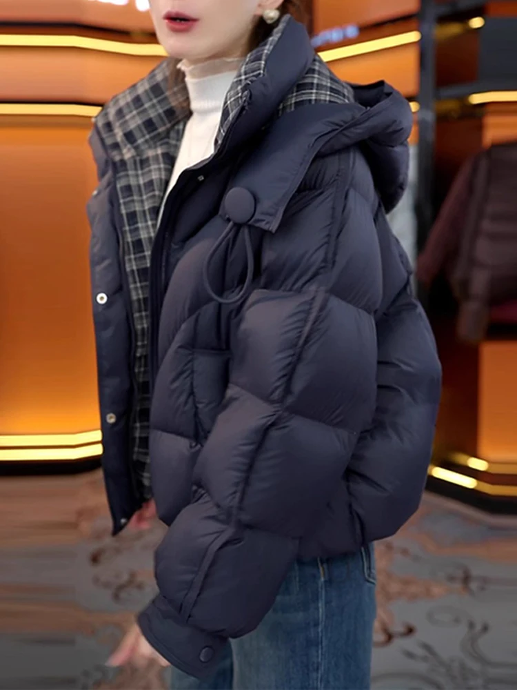 

Женская утепленная хлопковая куртка-пуховик, новая модная зимняя модель, высококачественная теплая куртка с капюшоном, корейский свободный крой, длинный рукав