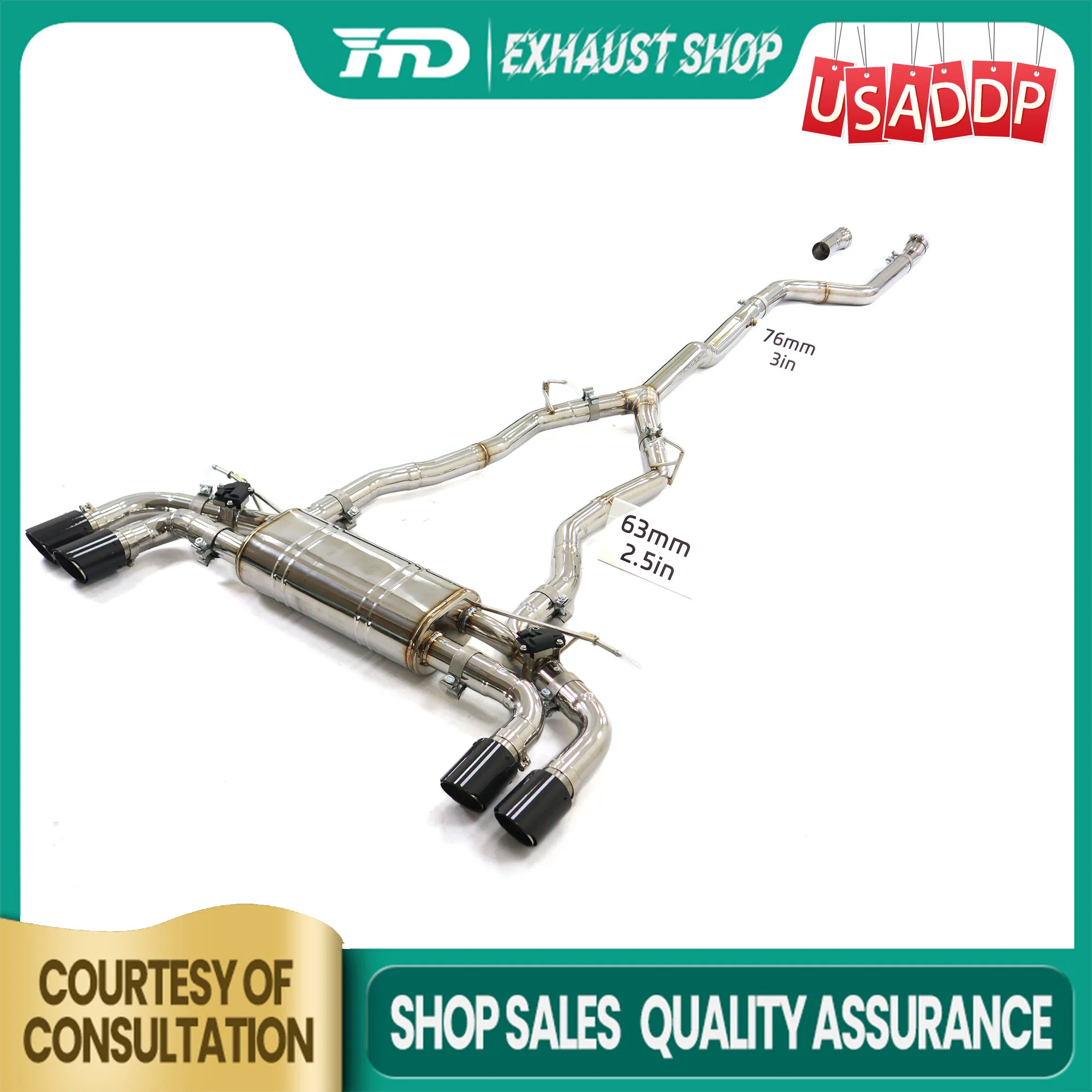 

for BMW 530E Catback G30 2.0T Exhaust system with Electronic valve Replacement installation SS304 HMD