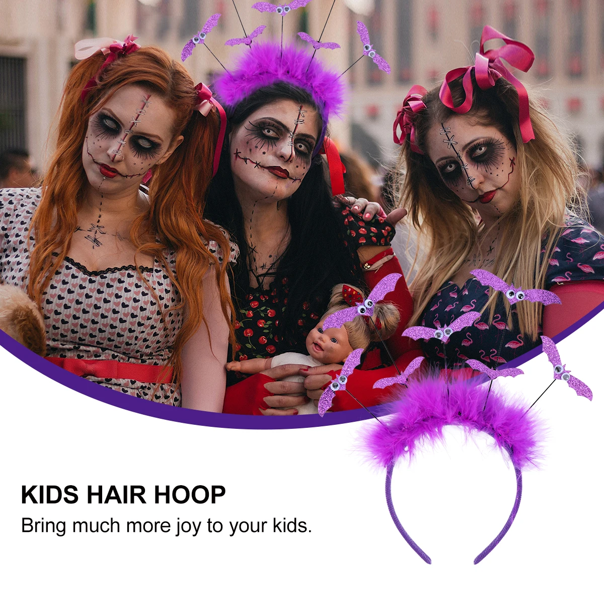 

2pcs Halloween Bat Hair Hoops Costume Party Headbands For Purple Lightweight Festival Masquerade Accessories Hair