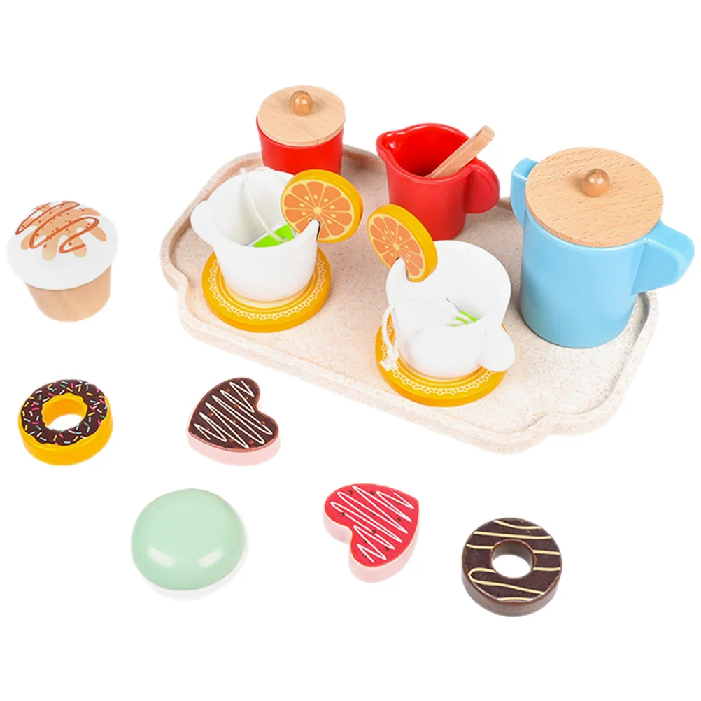 1Set Vroeg educatief houten fantasiespel Dessert Cake Set voor kinderen Helder kleurrijk Afternoon Tea Rollenspel Set Kinderfeest