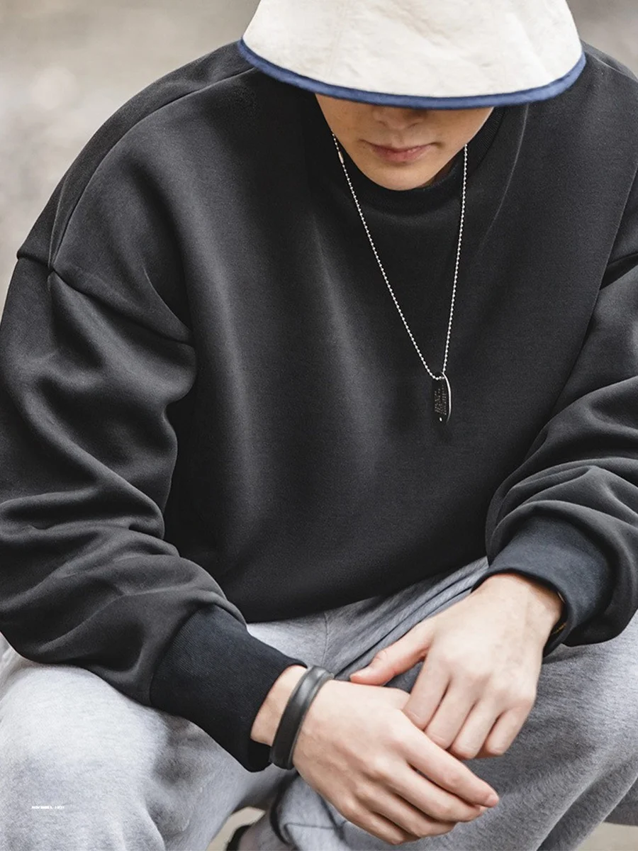 

Мужская толстовка Maden с длинным рукавом и круглым вырезом, свободного кроя, повседневная, из хлопка, в стиле рабочей одежды, винтажная, с заниженной линией плеч, осенняя верхняя одежда