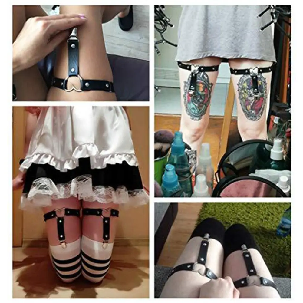 Cat Face Thigh Loop Leg Loop Adjustment Non Slip Buckle Clamp Strap Elastic Loop Thigh Garter Clip Sock Z0S3