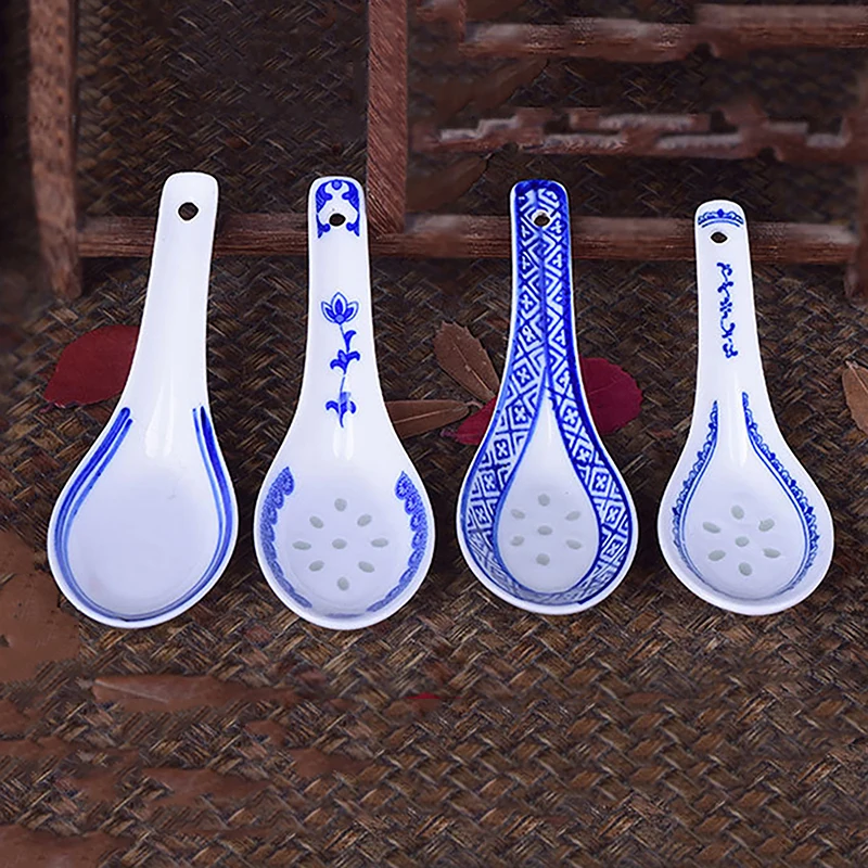 Ceramic Spoon Multi-Function Chinese Style Scoop Porridge Spoon Tableware Soup Spoon For Home Restaurant Stirring Spoon