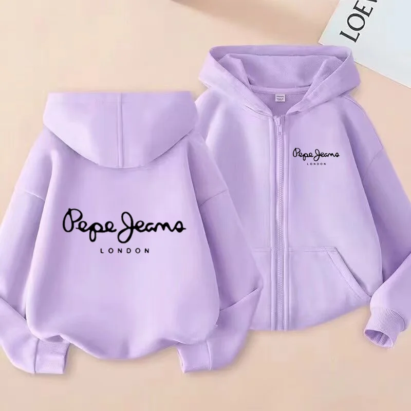 Children Leisure Fashion Jogging Hoodie Loose Trend Clothing Letters Sweatshirt Zipper Style Girls Boy Charming Top 3-12Yrs Gift