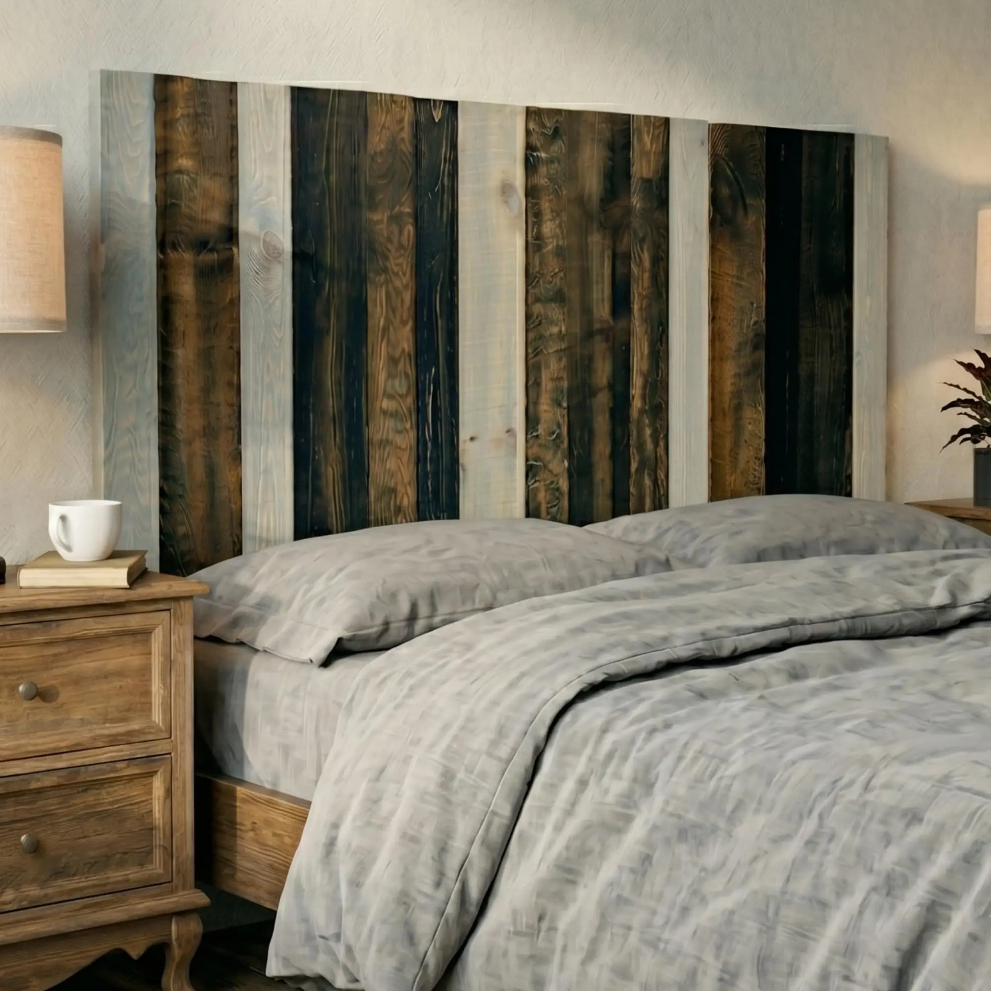 King Headboard - All Terrain Mix Multi-Tonal Solid Wood Panels