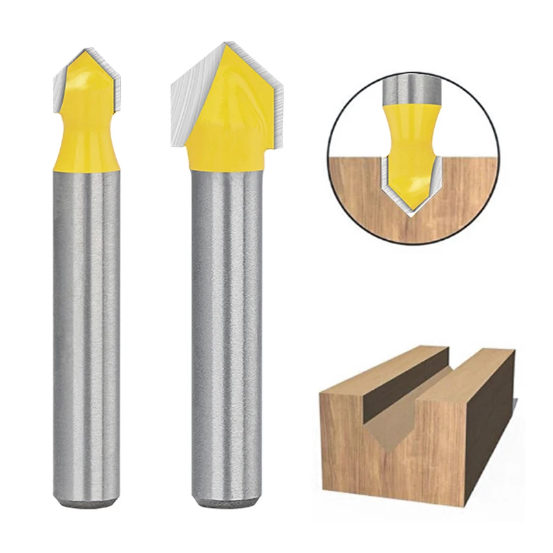 XCAN Slot Milling Cutter 1/4 Shank 90 Degrees V Groove Router Bit ,Core Ball Nose End Mill for Woodworking Tool