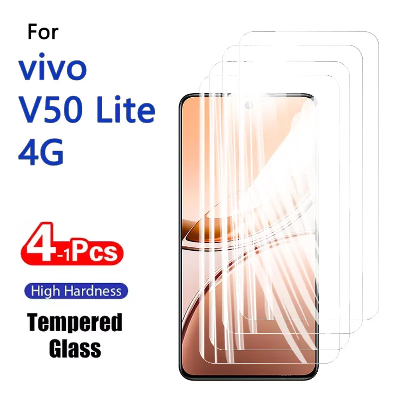 1-4 قطعة واقيات الشاشة لـ Vivo V50 Lite 4G 6.77 "الزجاج المقسى والكريستال عالي الألومنيوم المضادة للخدش حافظة بصمة صديقة