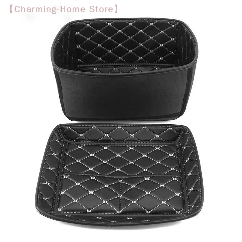 【M】Waterproof Quilted PU Leather Motorbike Underseat Storage Liner With Pocket For Helmets Gloves Small Accessories