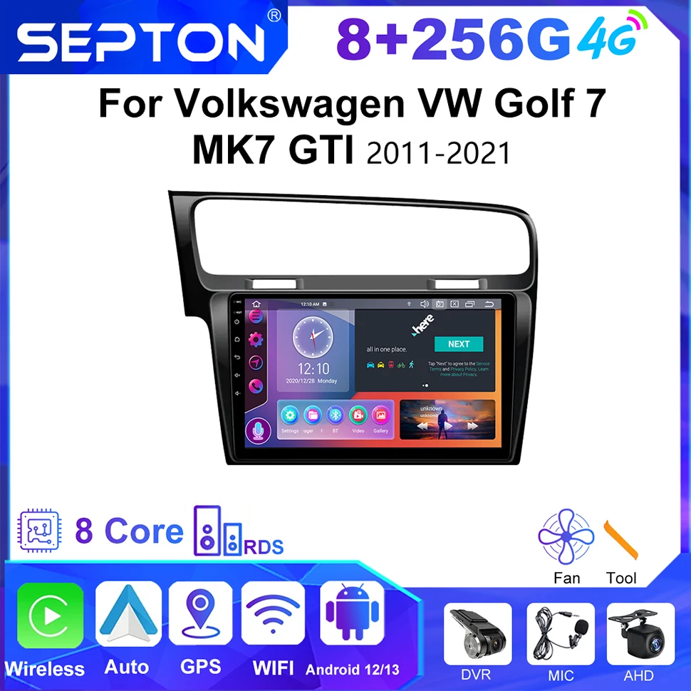 

SEPTON Android Car Radio For Volkswagen VW Golf 7 MK7 GTI 2011-2021 Carplay GPS Stereo Video Player Multimedia Head Unit 2Din