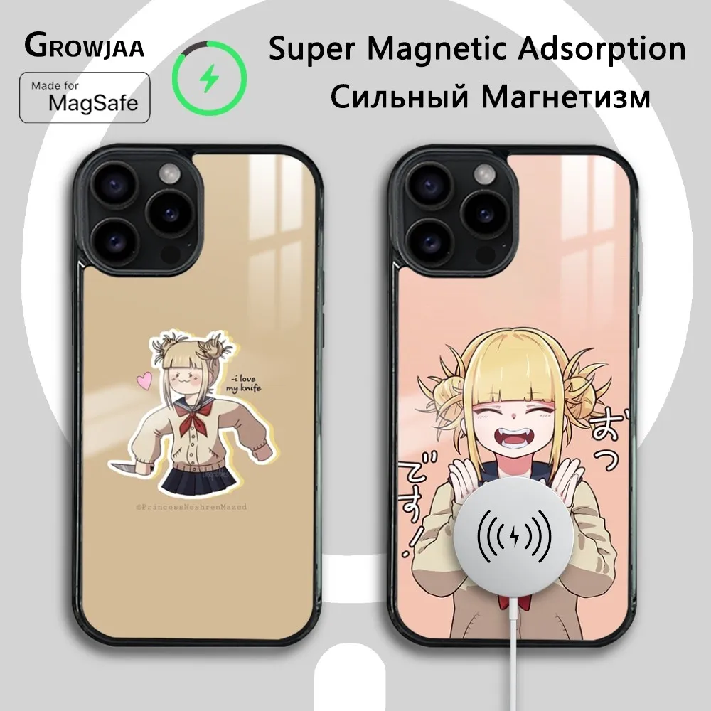 Anime Cute H-Himiko T-Togas Phone Case For iPhone 16 15 14 13 12 11 Pro Max Plus Mini Magsafe Mirror Wireless Magnetic Cover