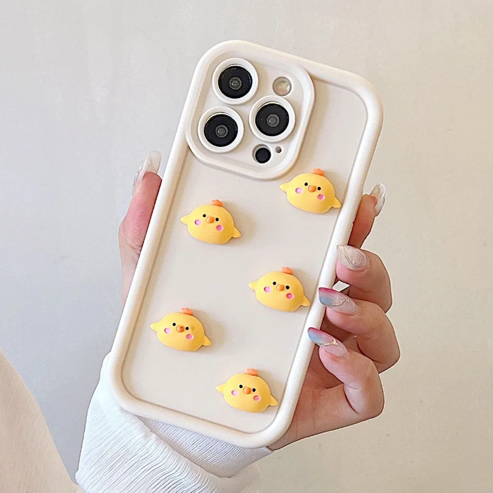 3D Cute Frog Chick Lens Protection Matte Silicone Phone Case For iphone 15 11 12 13 14 Pro Max 7 8 Plus X Xs 12 Mini Soft Cover