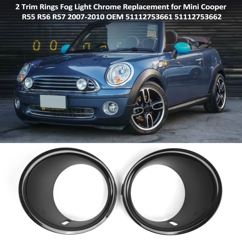 2 Trim Rings Fog Light Chrome Replacement for Mini Cooper R55 R56 R57 2007-2010 Trim Rings ABS Material for Fog light