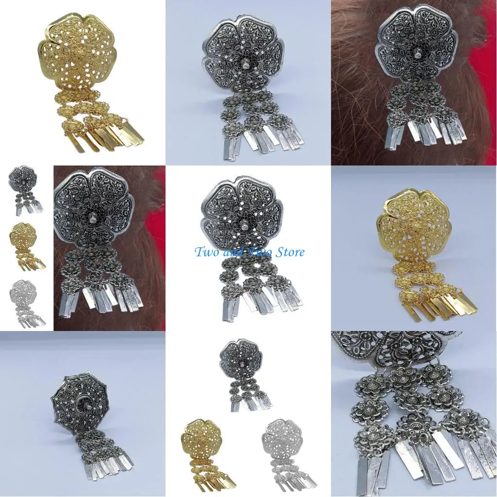 

HX6F Woman Carved Flower Hair Exotic Hairpin for Girl Vacation