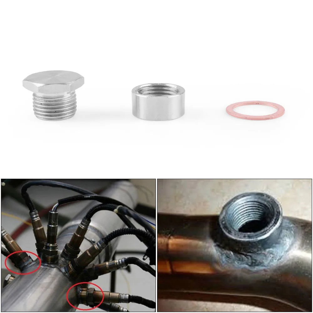 Oxygen Sensor Stainless Steel M18X1.5 Bung Plug Nut Stepped Mounting Cap Kit Plug Nut Plug Wideband Nut Fitting Weld Bungs