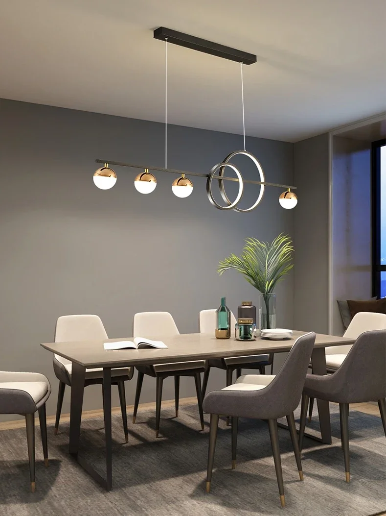 Nordic Led Pendant Light Fixtures Kitchen Island White Ball Hanging Lamp Modern Chandelier for Dining Room Long Table Home Decor