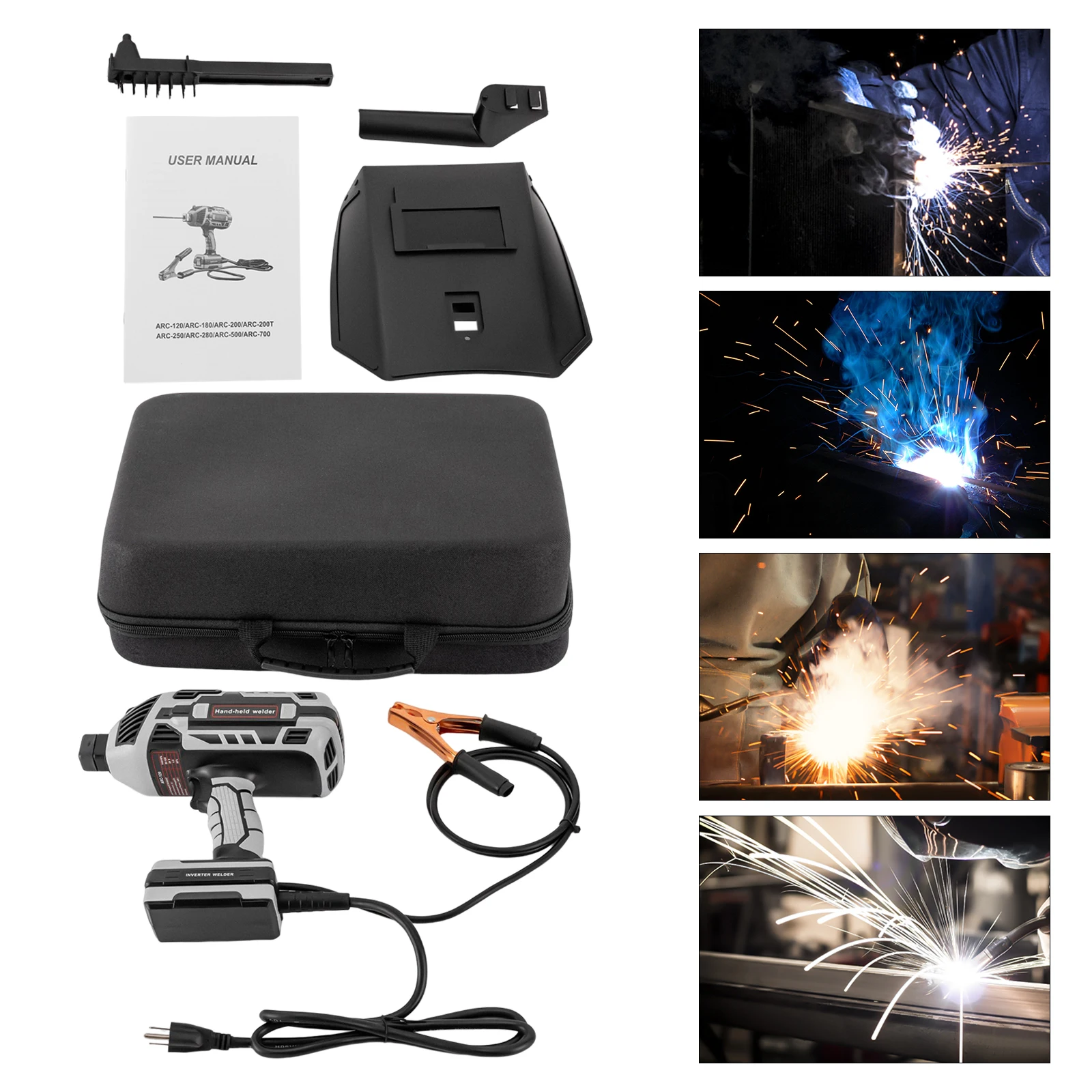 Welding Machine, Portable ARC Welder Machine Gun, IGBT Standing Handheld Welding Machine, 6 Variable Current Adjustment