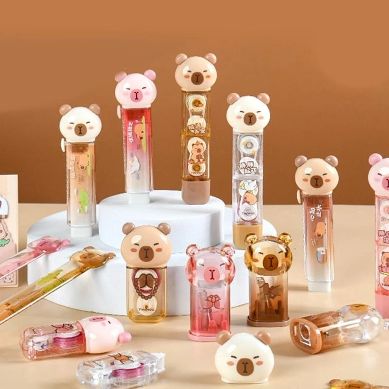 1 Set Capybara Stationery Set Eraser Correction Tape Sharpener Class Reward Prizes Learning Gift Box for School