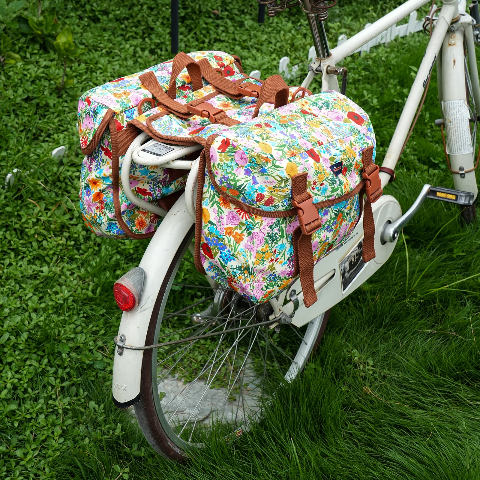Tourbon Twins Bike Panniers 2-in-1 Convertible Nylon Bicycle Pannier Bags with Shoulder Strap Detachable as Crossbody Sling Bag