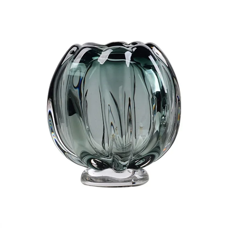 

Thickened petal glazed vase modern light luxury high-end model room dining table living room glass flower decoration ornament