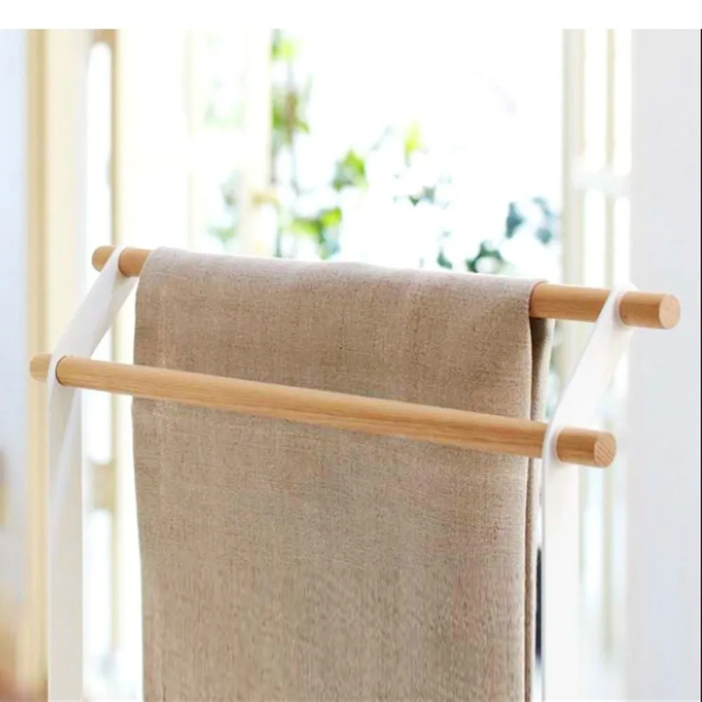 

New Double Bar Standing Towel Rack Durable Metal Stable Towel Drying Rack Space Saving Bathroom Towel Holder Kitchen
