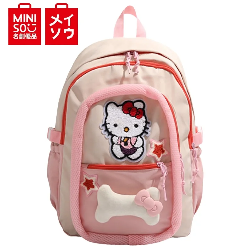 MINISO Sanrio HelloKitty Girls' School Bag Load-Reducing Girls' Backpack Large-capacity Travel Portable Storage Gifts for Girls