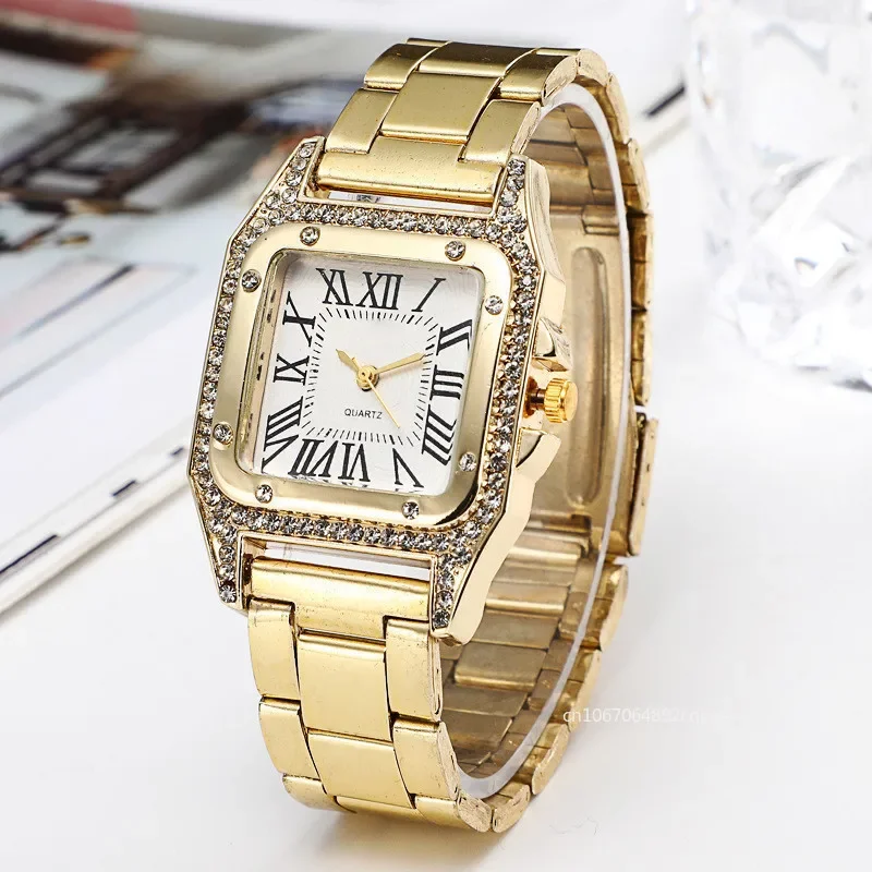 Retro Ladies Casual Stainless Steel Watch for Women High Quality Fashion Business Rose Gold Quartz Watch Square Relogio Feminino