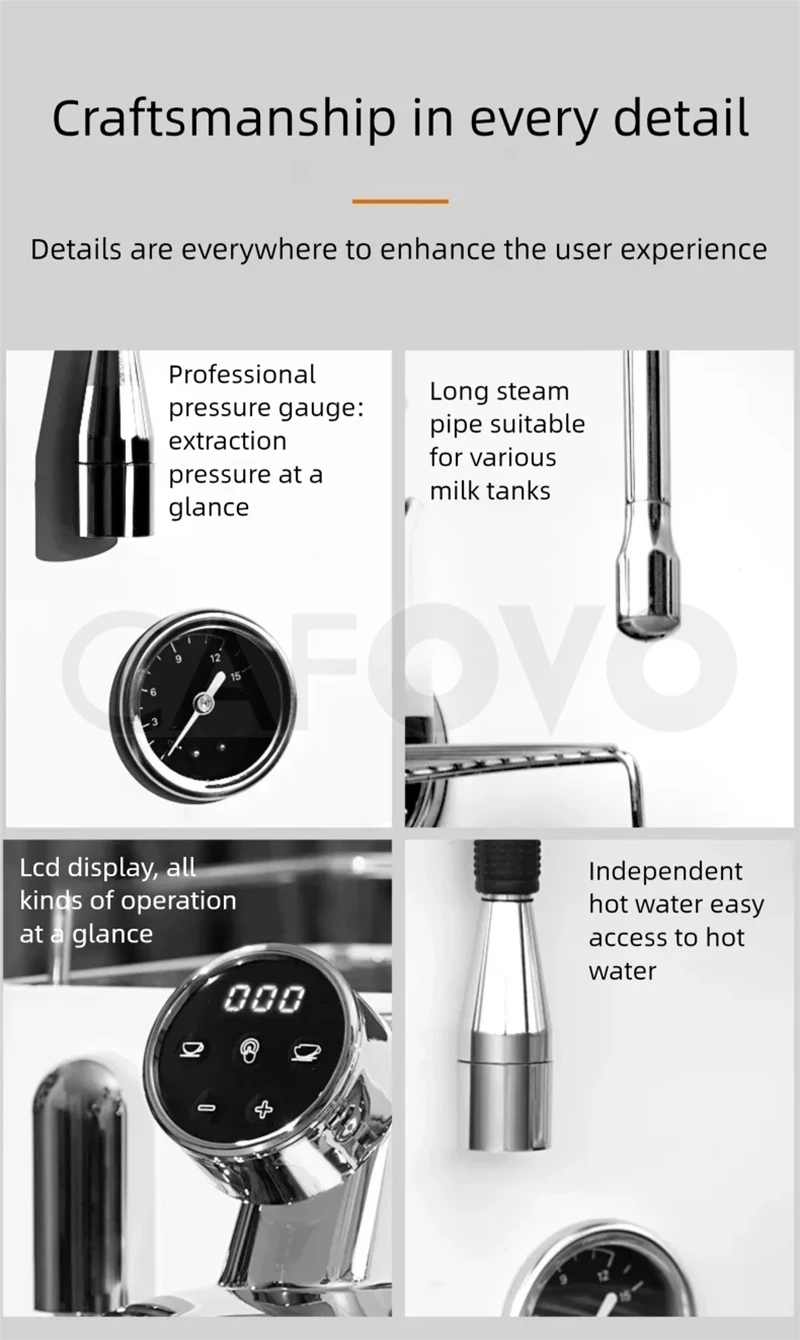CAFOVO CM6005 ماكينة إسبريسو 3100 واط مضخة مزدوجة غلاية ثلاثية PID التحكم في درجة الحرارة 3 حفرة عصا البخار مقهى الاستخدام المنزلي التجاري