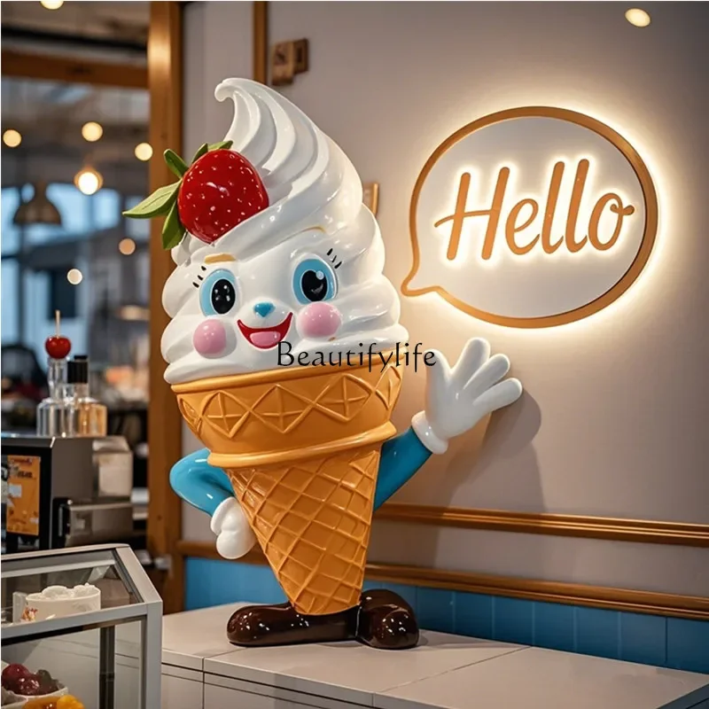 X4  Door decoration wall-mounted ice cream sculpture ornament melting ice cream model outdoor luminous dessert shop - view 5