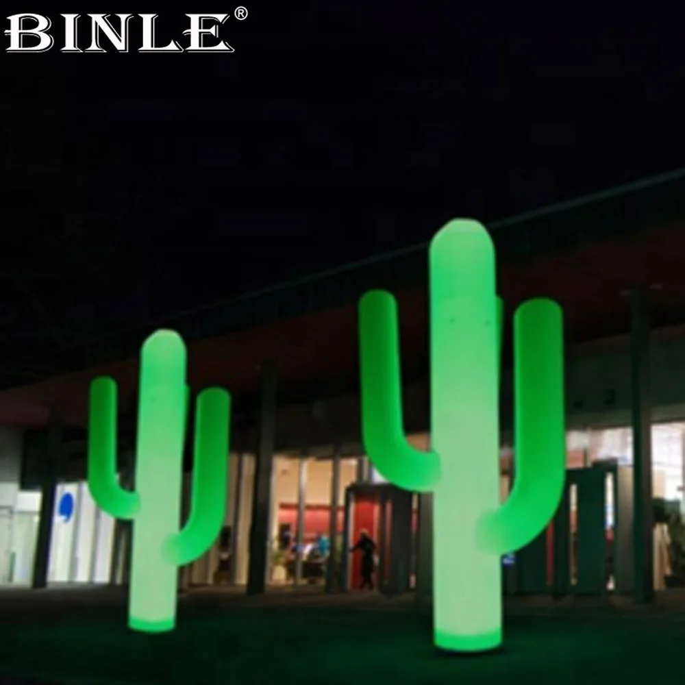 Customize creative advertisements giant outdoor decoration inflatable cactus with led lights for events